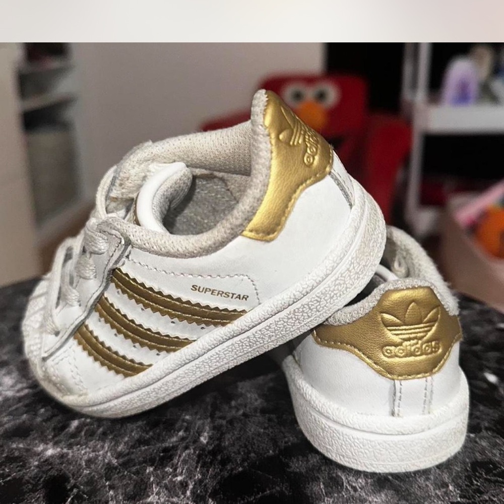 Adidas Kids Superstar Sneakers - White and Gold